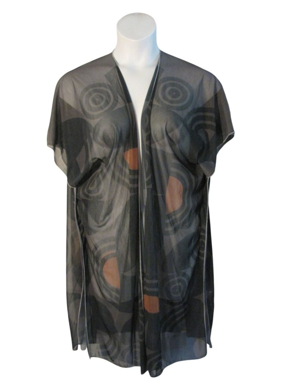 Sashay Life OS One Size Gray Brown Sheer Overpiece Cardigan Wrap
